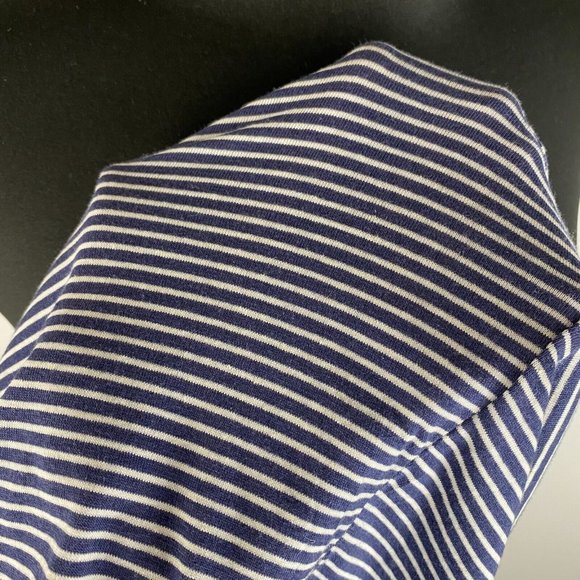 Thyme And Honey L Striped Partial Button Front Henley Top Roll Tab Long Sleeves - Picture 10 of 12